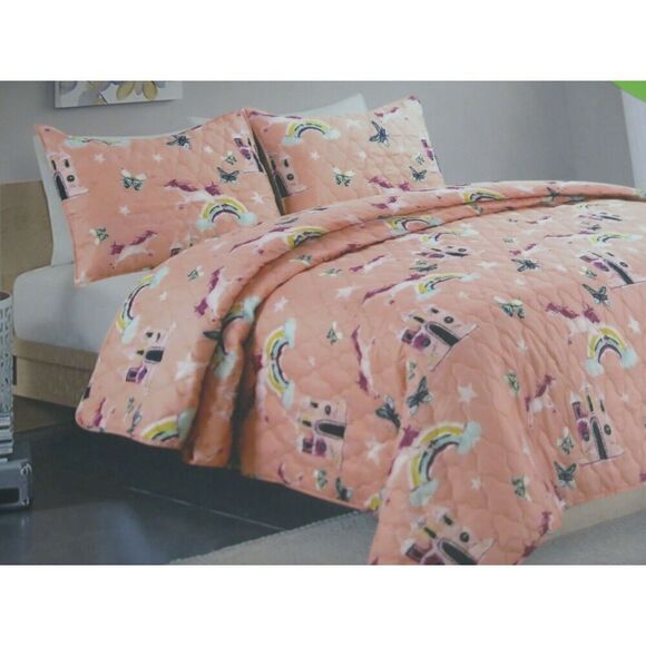 IVY HILL HOME FAIRY UNICORN TWIN Size QUILT & SHAM SET NEW! - Picture 8 of 9